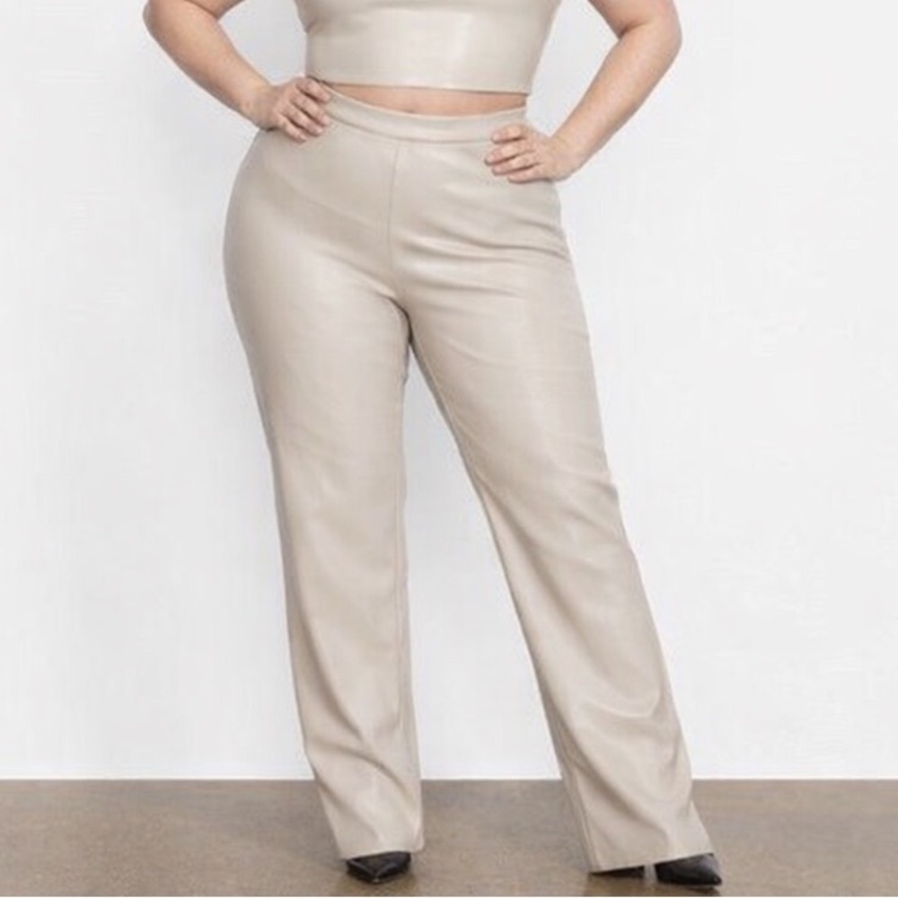 SKIMS Faux Leather Boot Cut Pants Shell 3X